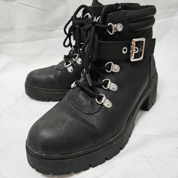 Cupcake Couture Other - Cupcake Couture Boots Girls 4 Black Jett Platform Lug Sole Combat Buckle Ankle